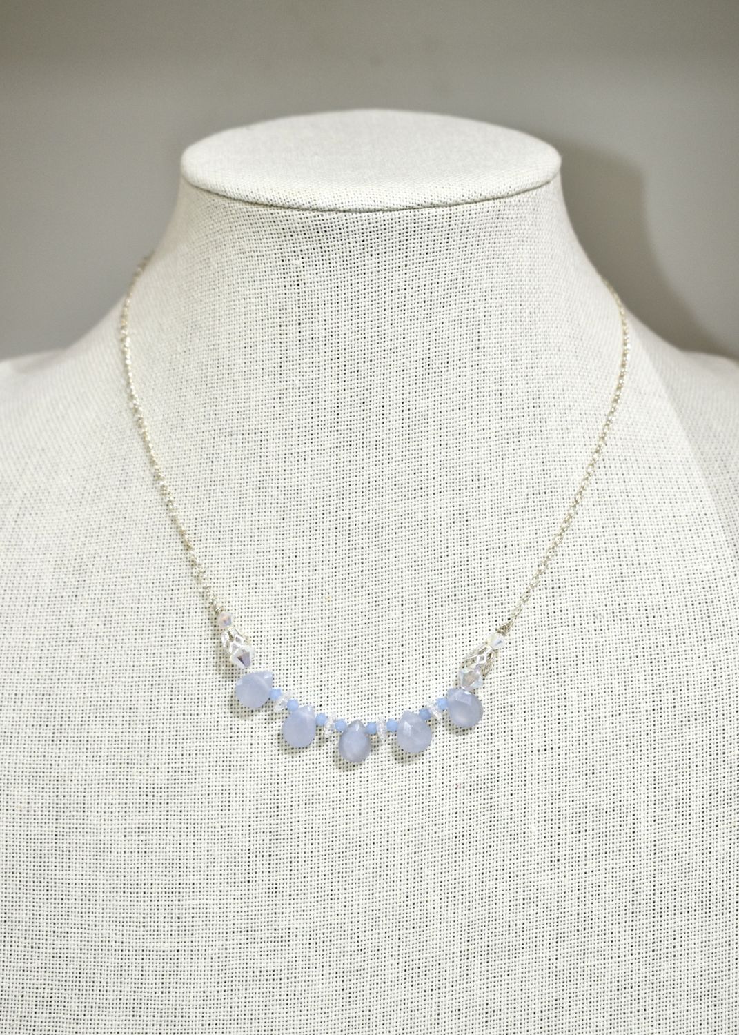 Blue Lace Agate Teardrop Necklace