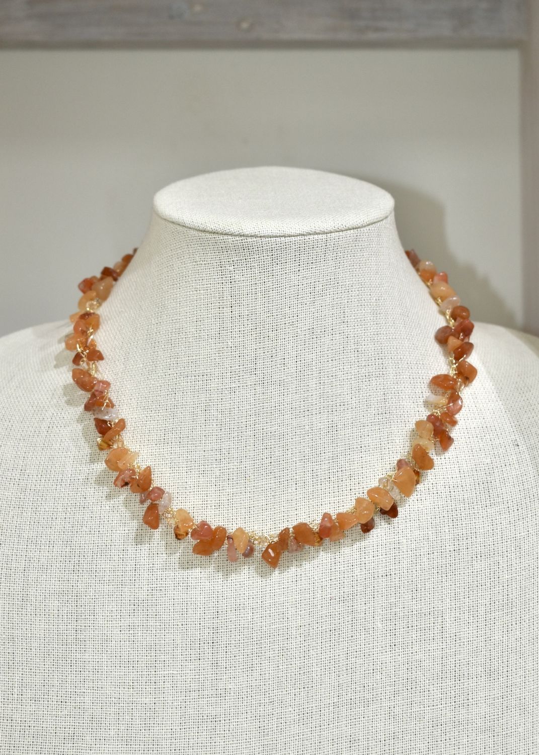 Carnelian Agate Wire Crochet Necklace