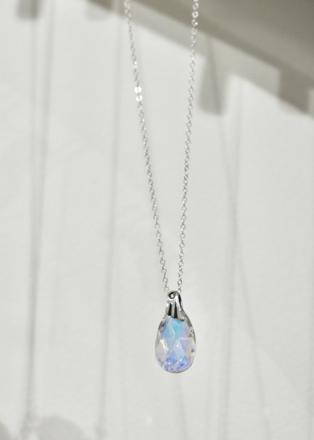 Clear Swarovski Teardrop Chain Necklace