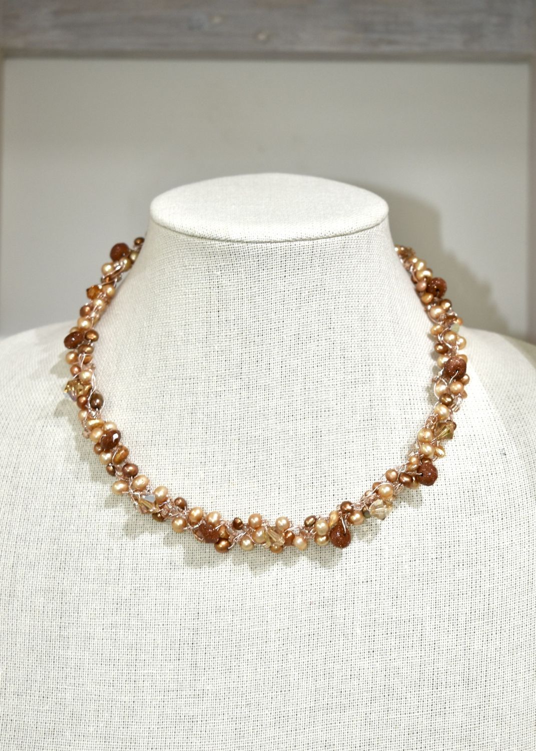Goldstone Wire Crochet Necklace