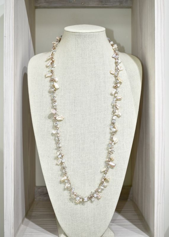 Fresh Water Stick Pearl Long Necklace