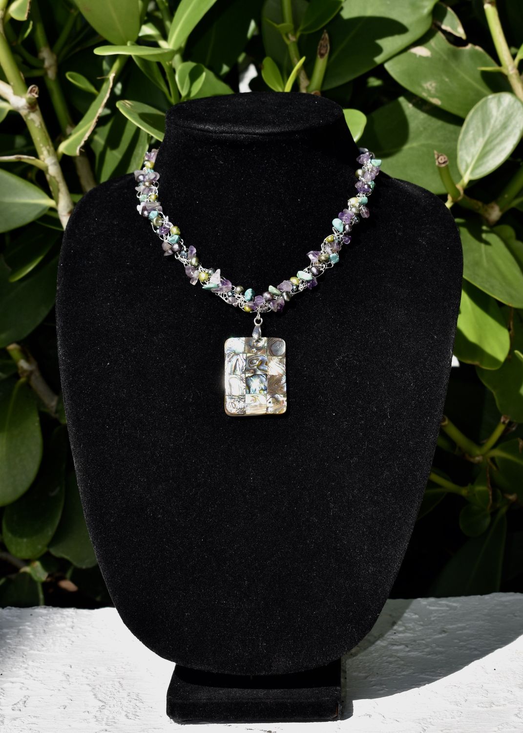 Large Faceted-Rectangle Abalone Necklace