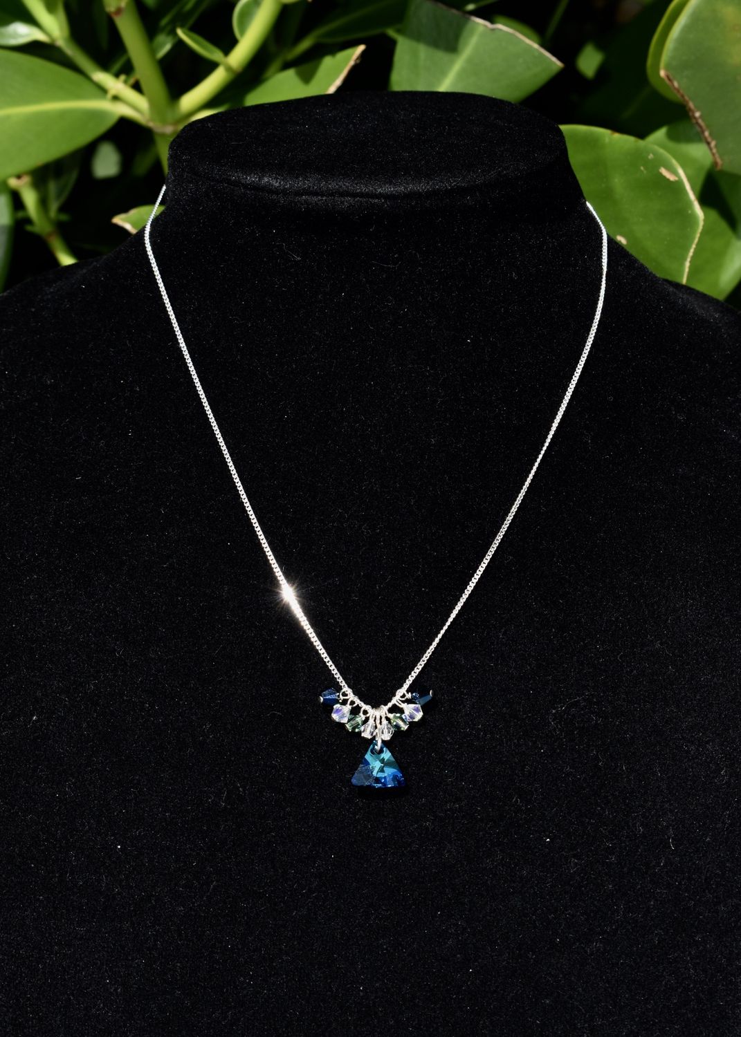 Swarovski Bermuda Blue Bunched Chain Necklace