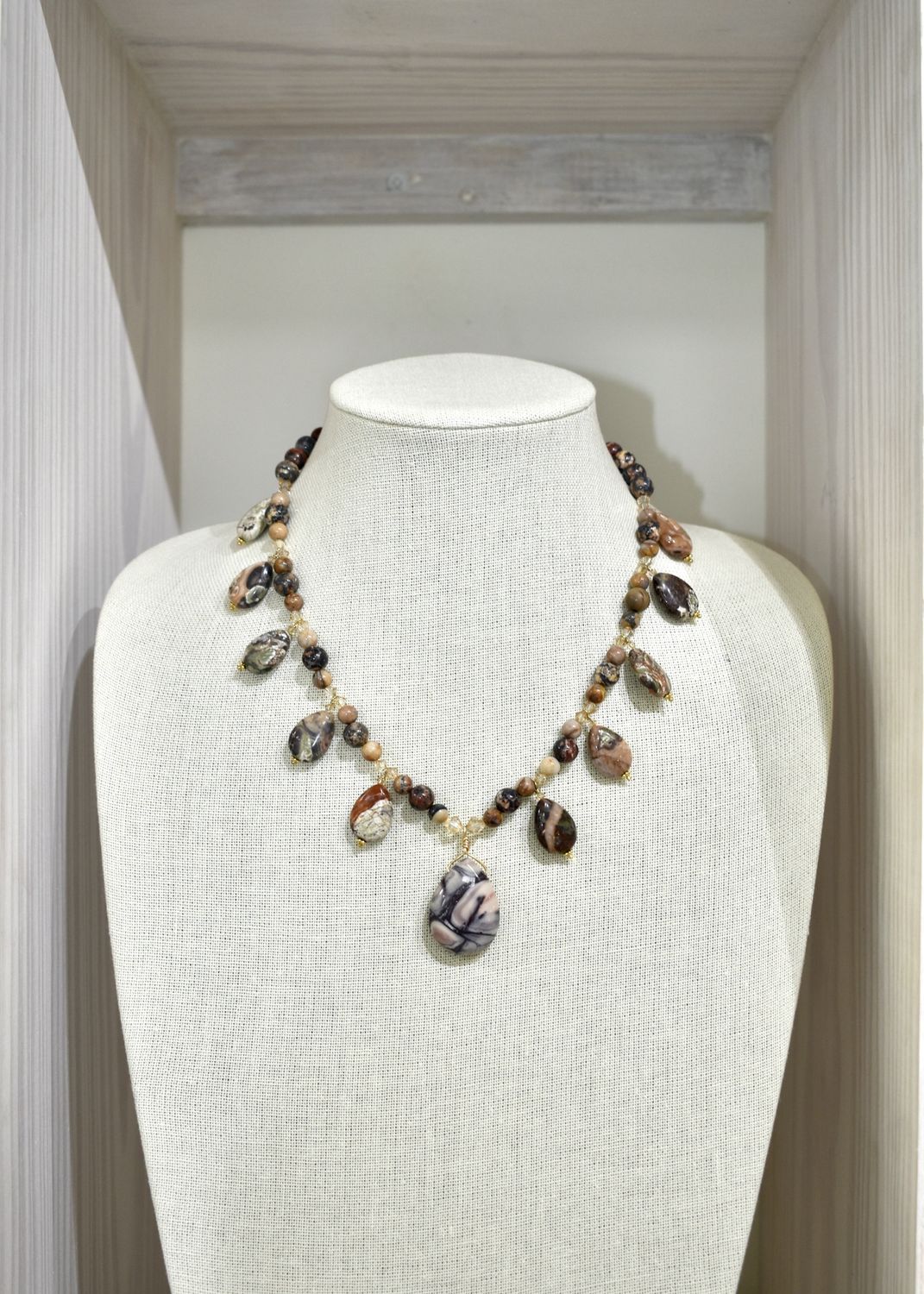Picasso Jasper Teardrop Pendant Necklace