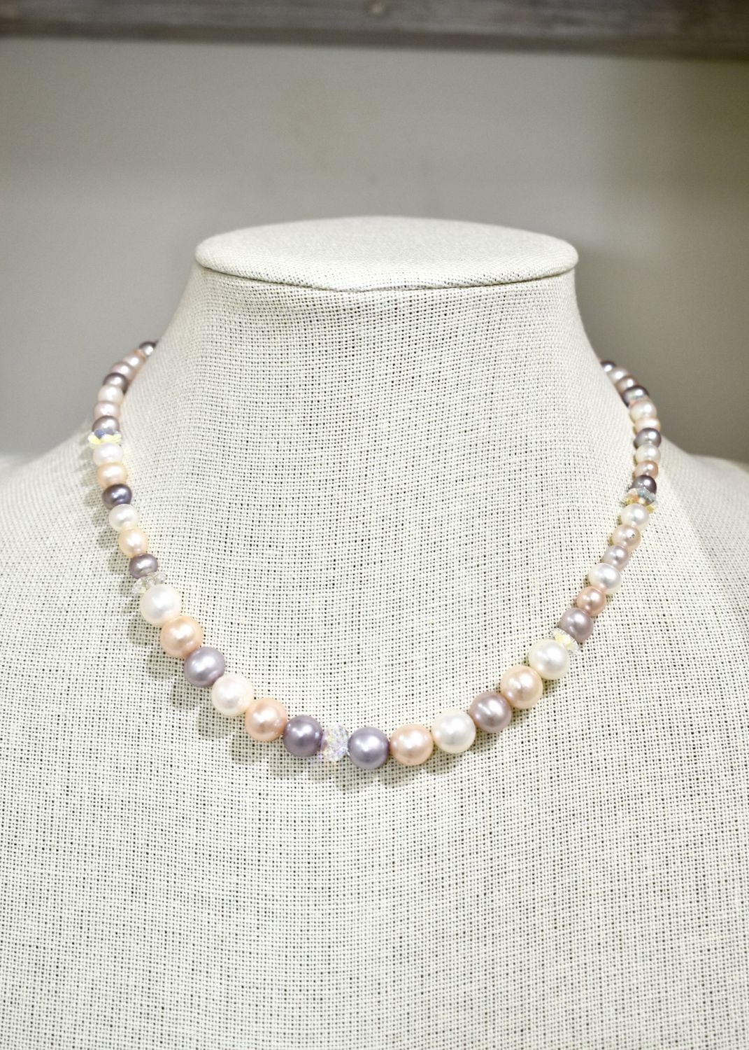 Multi-Coloured Pale Fresh Water Pearl Necklace