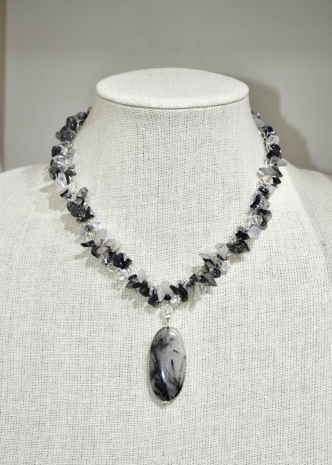 Tourmalinated Quartz Pendant Necklace