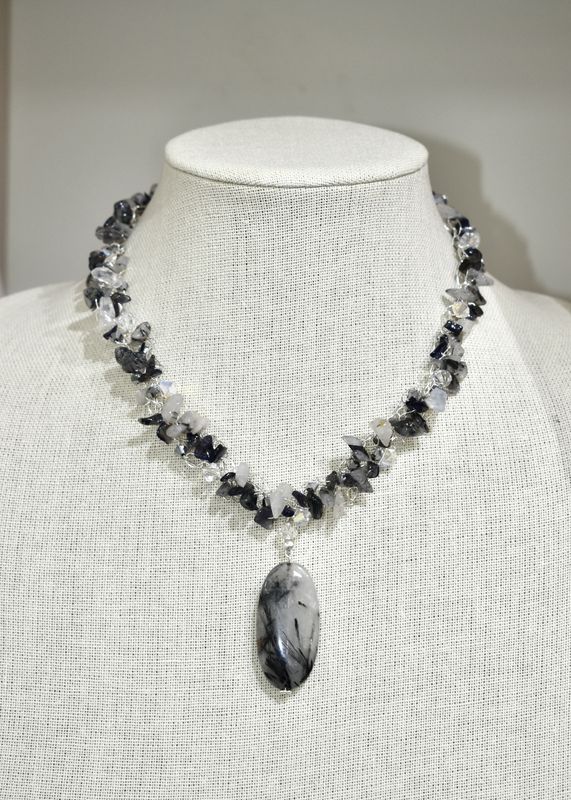 Tourmalinated Quartz Pendant Necklace