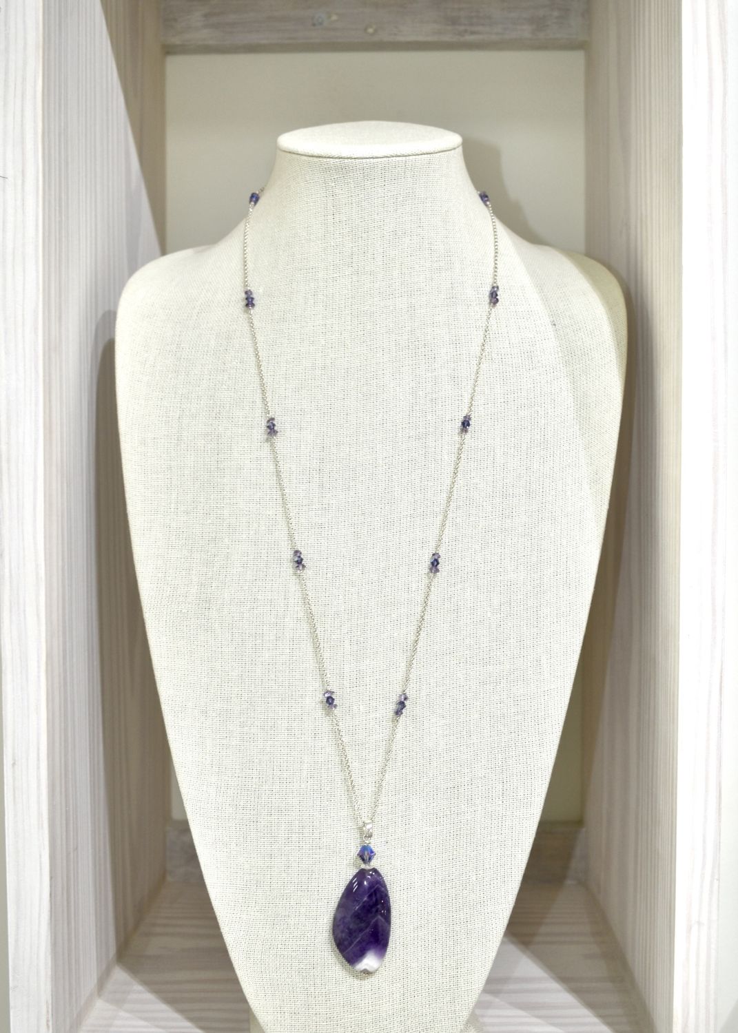 Amethyst Pendant Chain Necklace