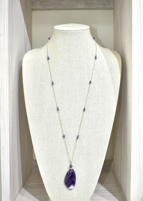 Amethyst Pendant Chain Necklace