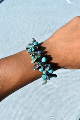 American Turquoise Wire Crochet Bracelet