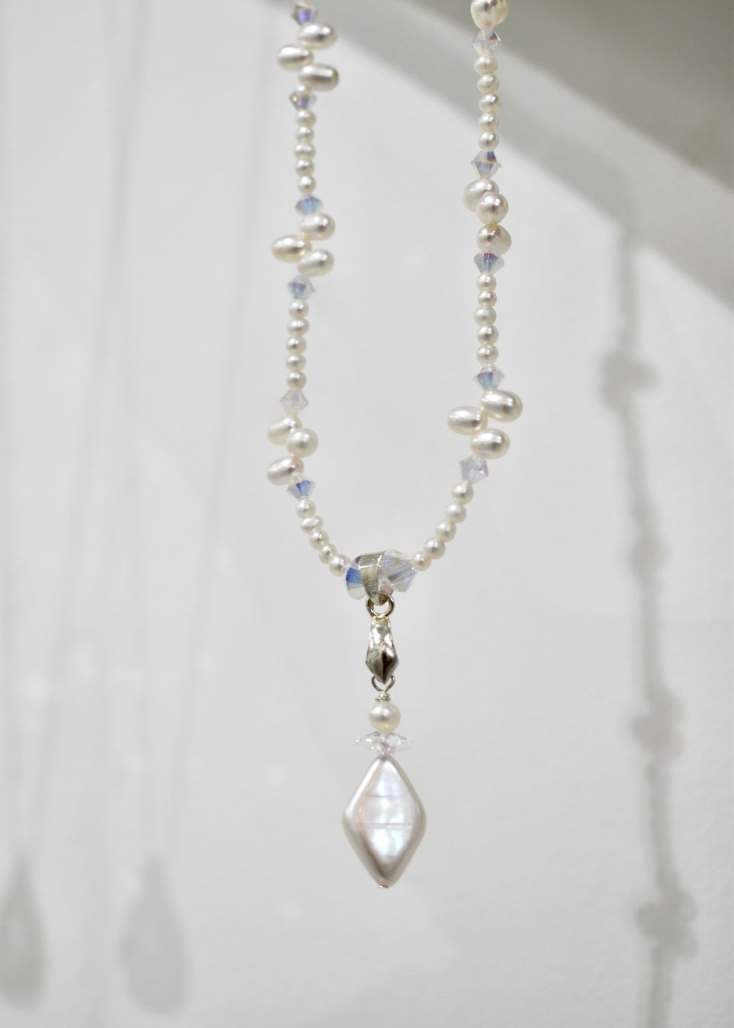 Diamond-Shaped Fresh Water Pearl Necklace