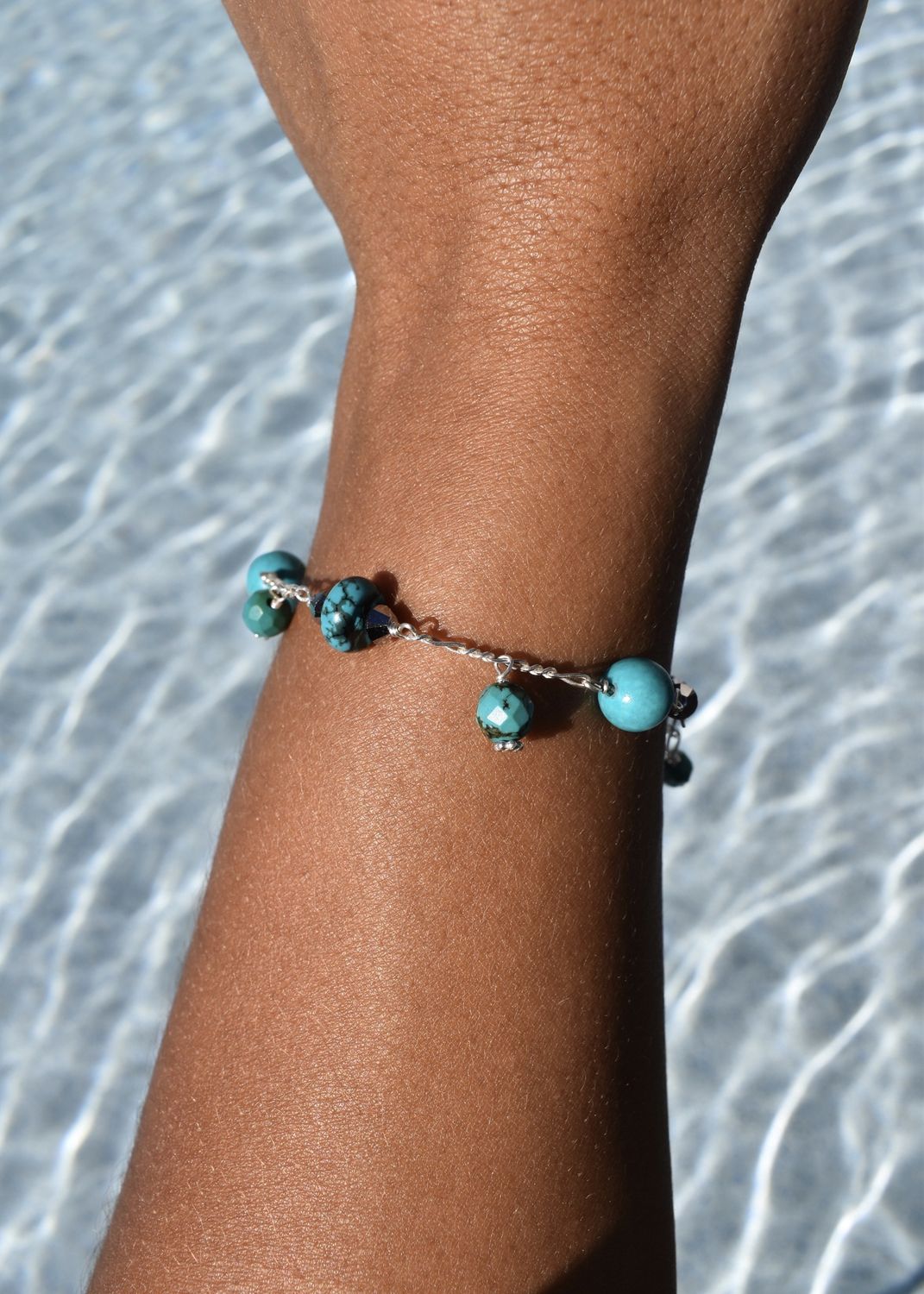 American Turquoise Chain Dangle Bracelet