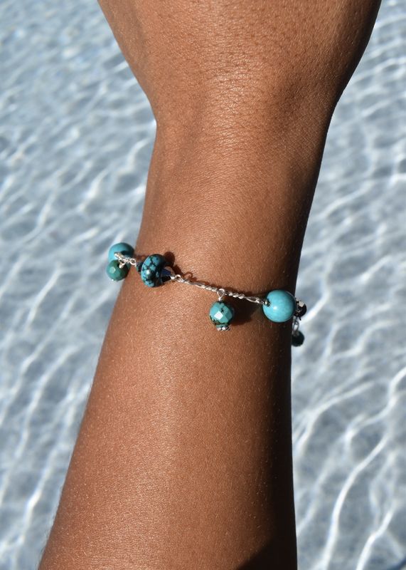 American Turquoise Chain Dangle Bracelet