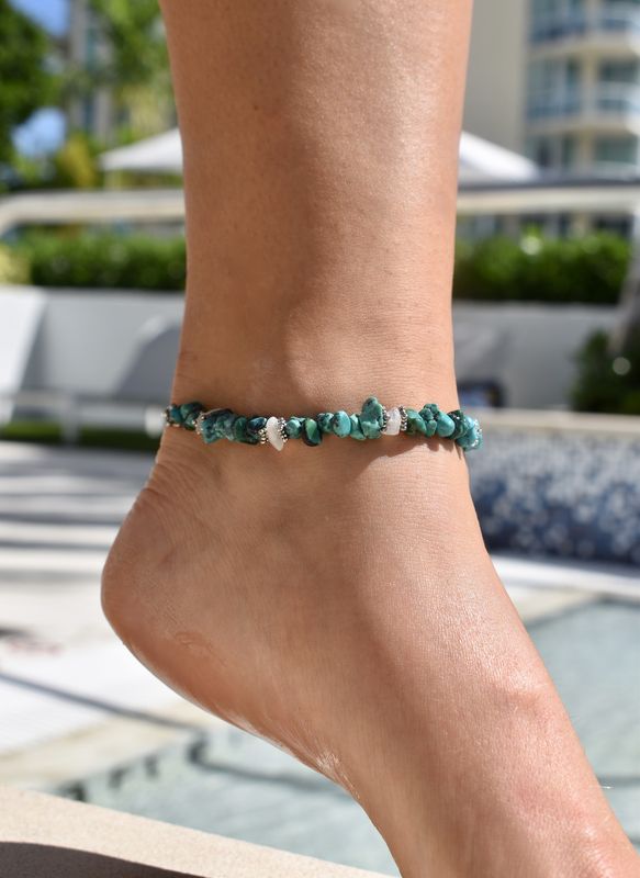 American Turquoise &amp; Moonstone Anklet