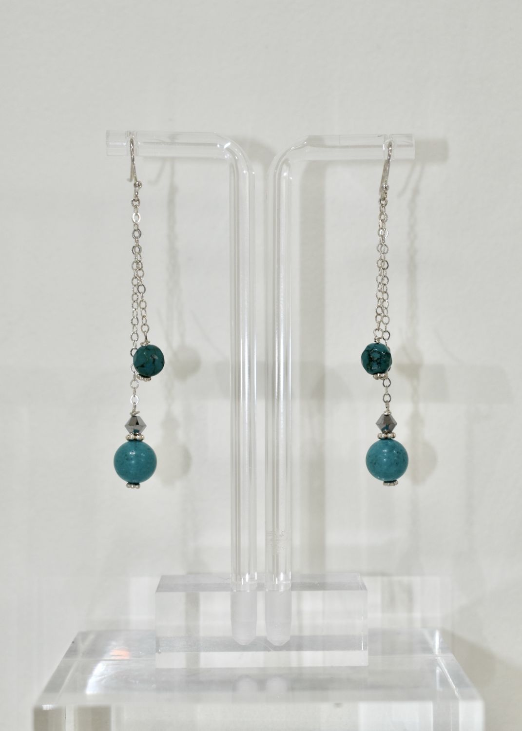 American Turquoise Double Dangle Earrings