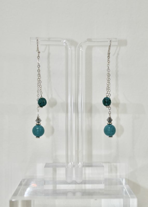 American Turquoise Double Dangle Earrings