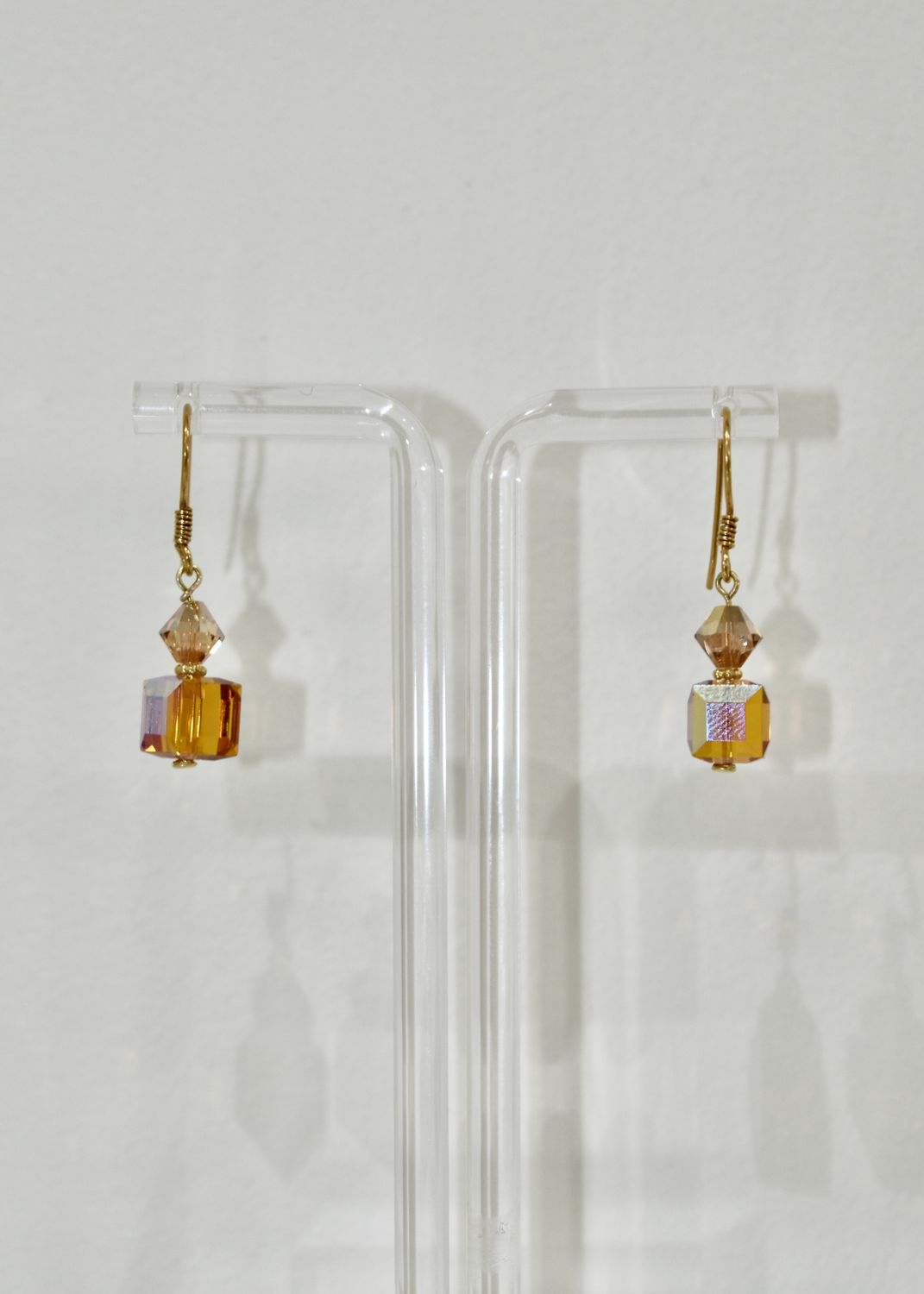 Fire Orange Square Short Earrings