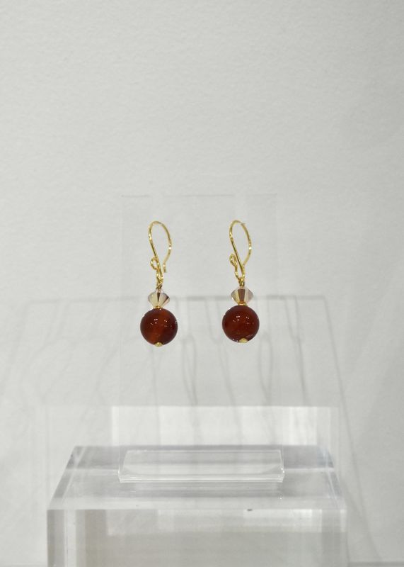 Carnelian Agate Bauble Short Earrings