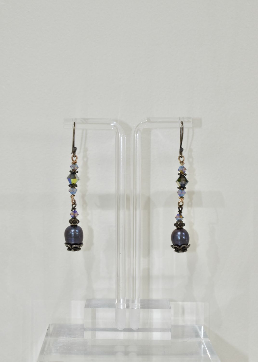 Purple Fresh Water Pearl Long Earrings