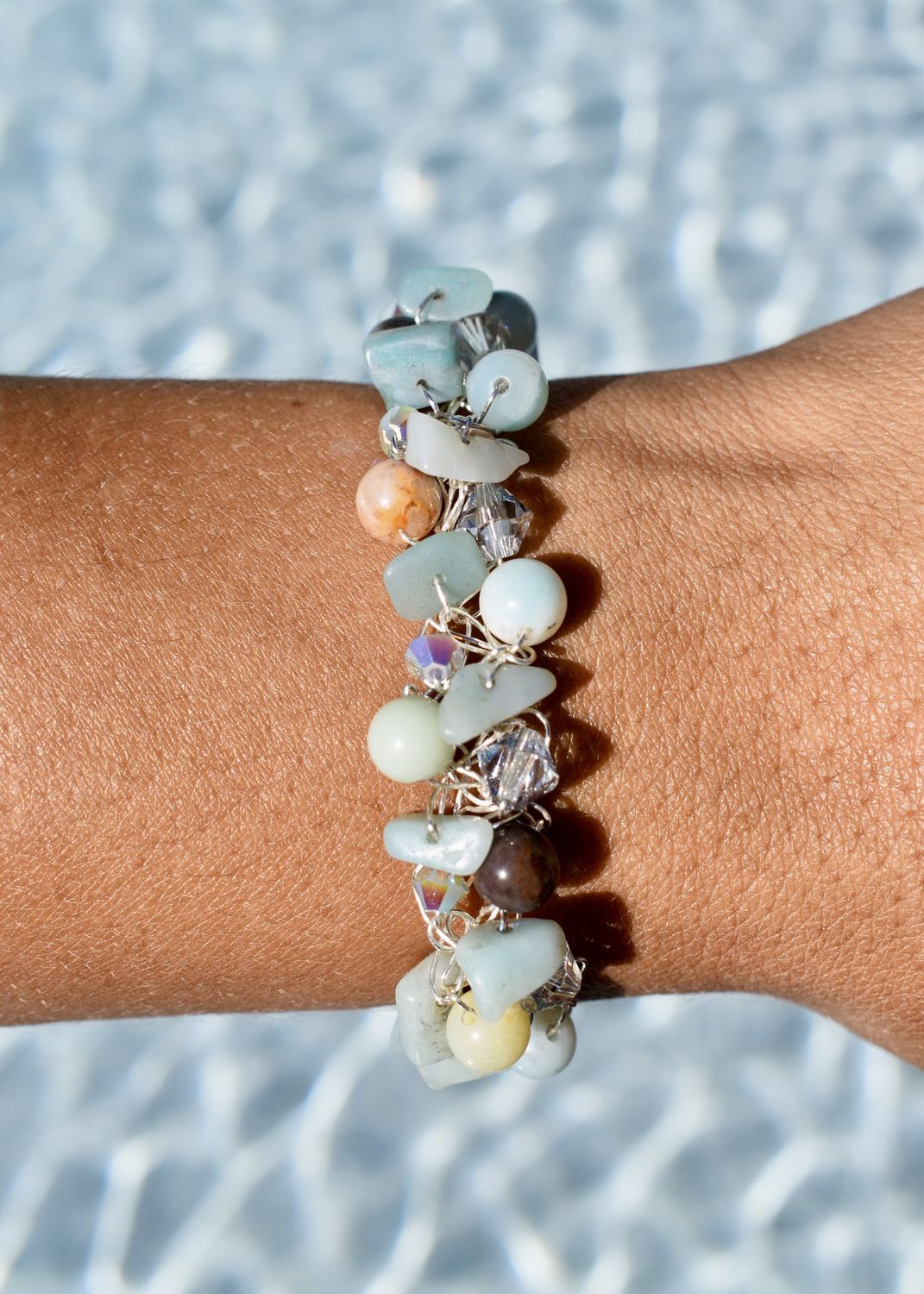 Amazonite Wire Crochet Bracelet