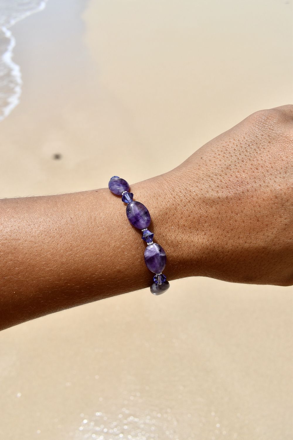 Amethyst Flat Bead Bracelet
