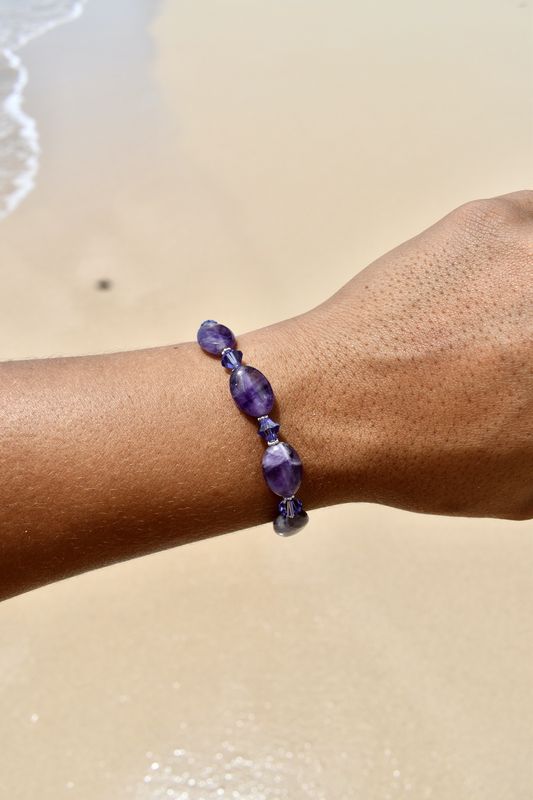 Amethyst Flat Bead Bracelet
