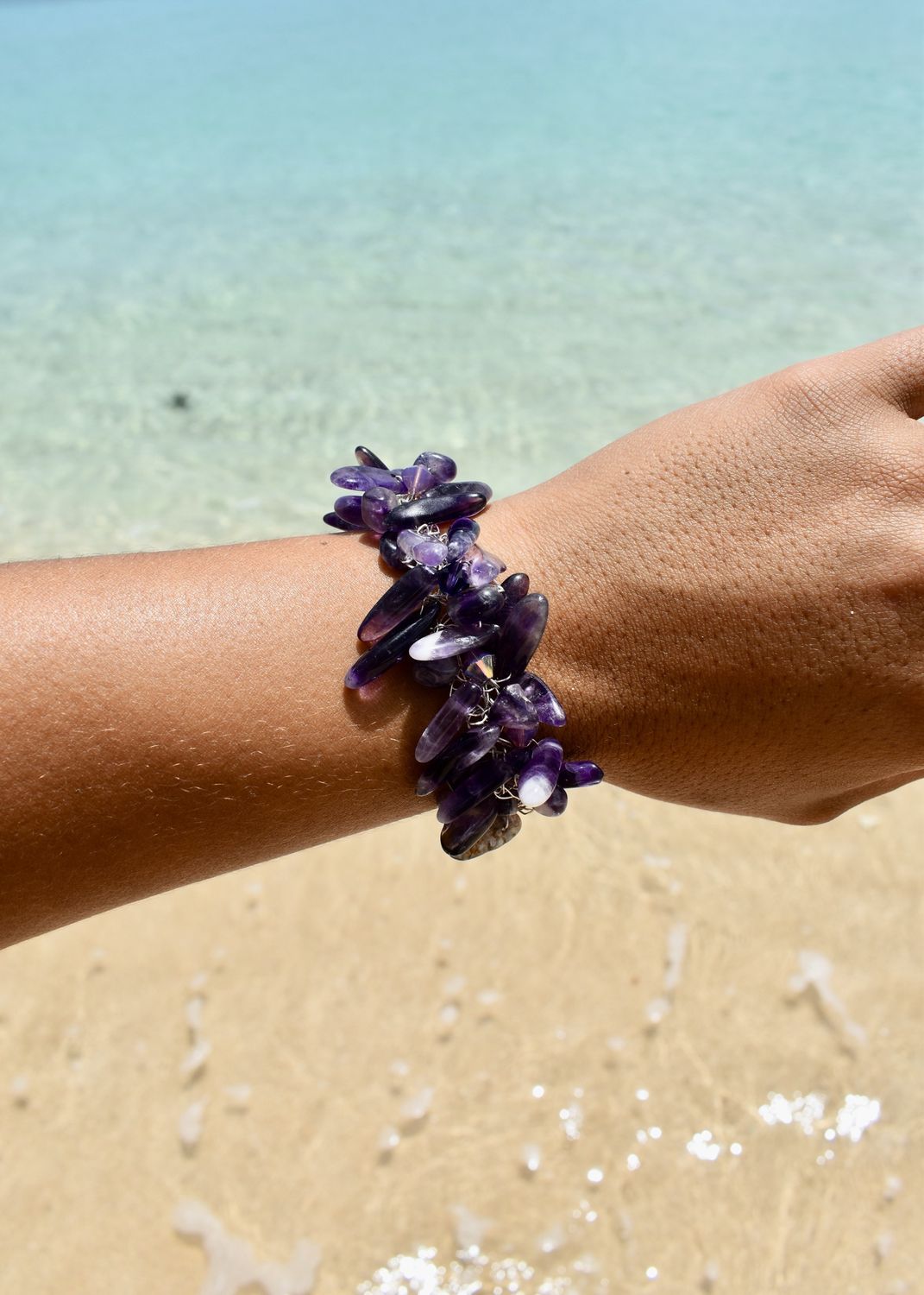 Amethyst Stick Wire Crochet Bracelet