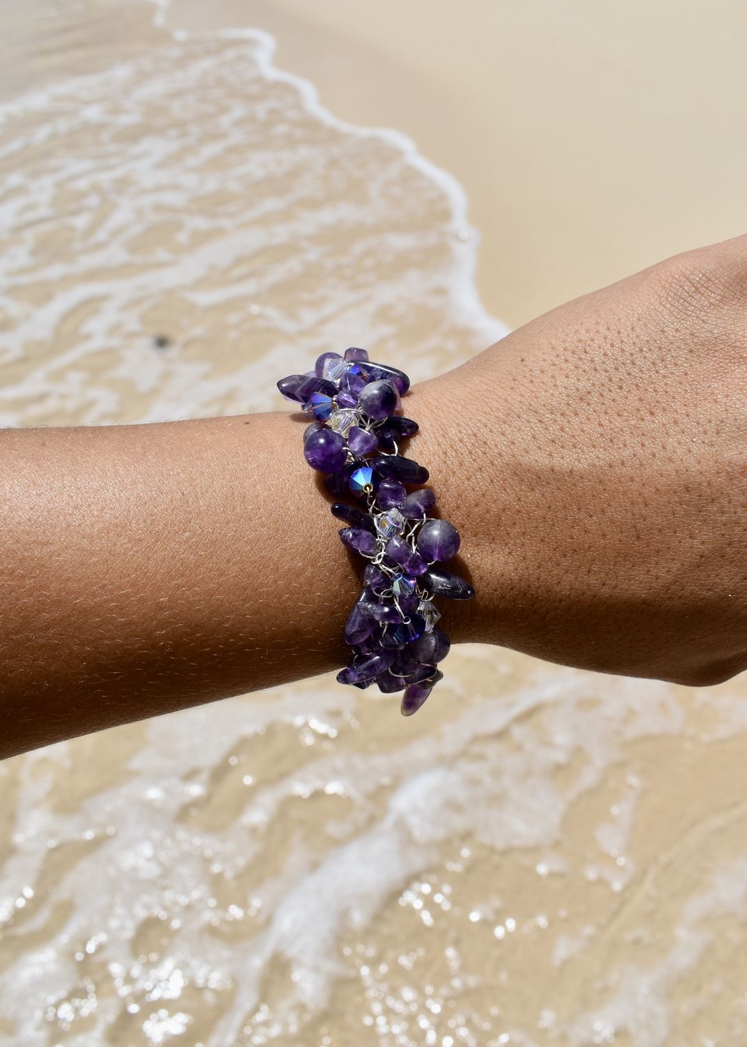 Amethyst Wire Crochet Bracelet
