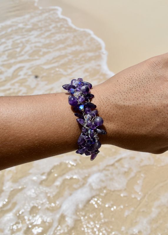 Amethyst Wire Crochet Bracelet