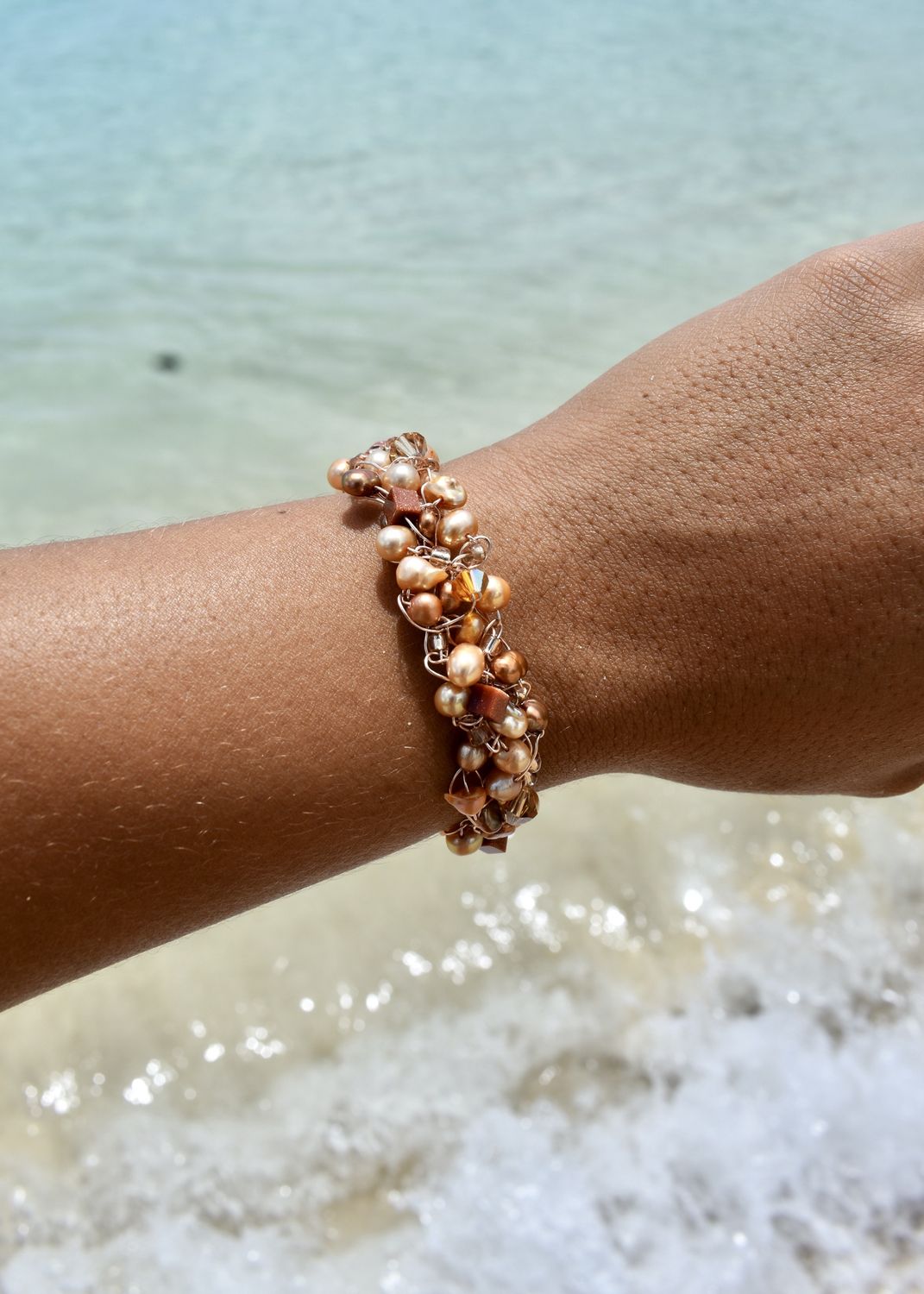 Goldstone Wire Crochet Bracelet
