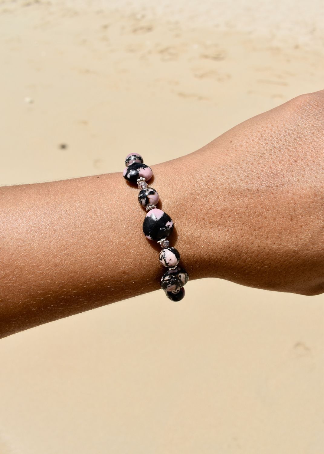 Rhodonite Black &amp; Pink Bracelet