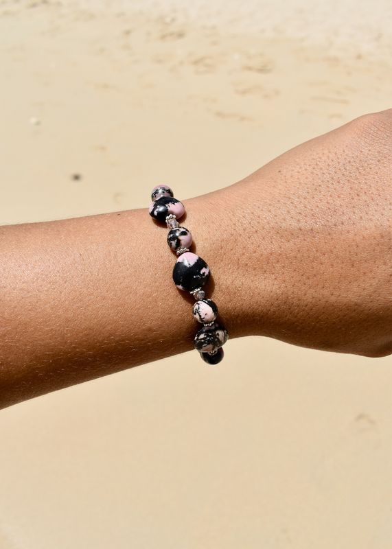 Rhodonite Black &amp; Pink Bracelet