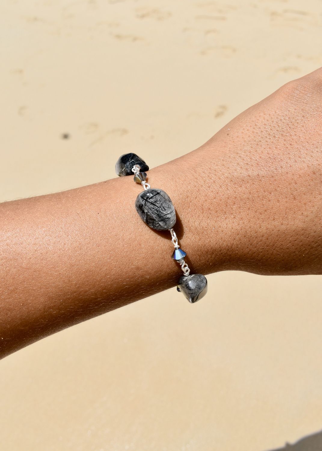 Tourmalinated Quartz Nugget Bracelet