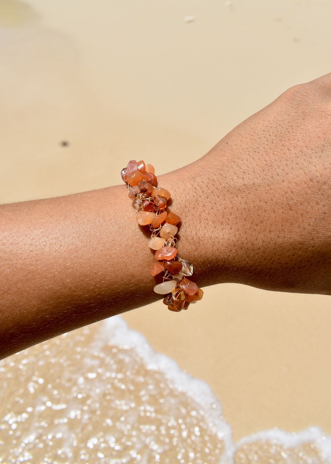 Carnelian Agate Wire Crochet Bracelet