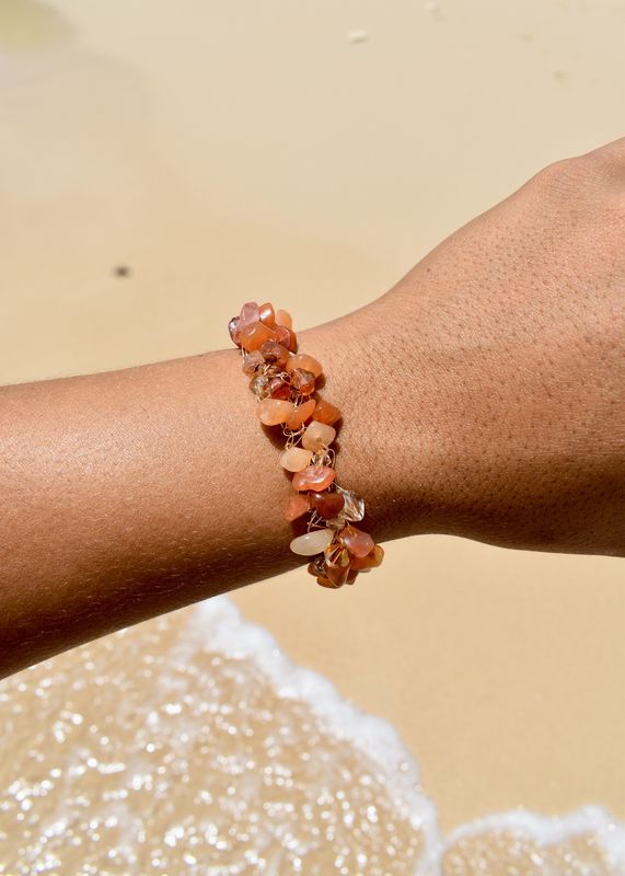 Carnelian Agate Wire Crochet Bracelet