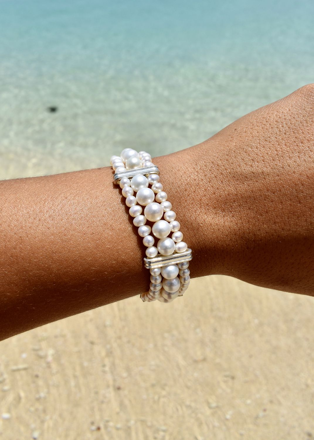White Pearl 3-Strand Bracelet