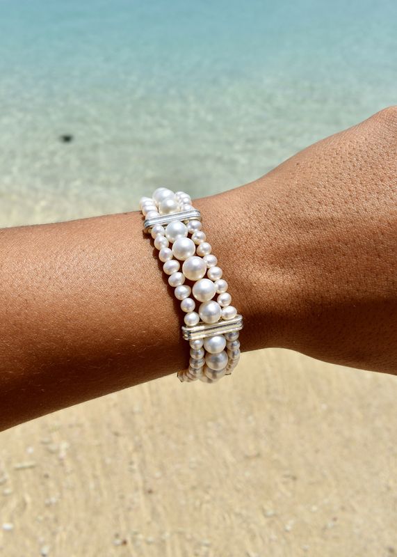 White Pearl 3-Strand Bracelet