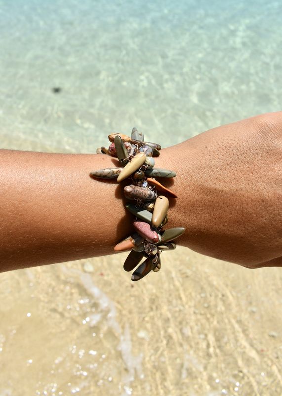 Picasso Jasper Stick Wire Crochet Bracelet