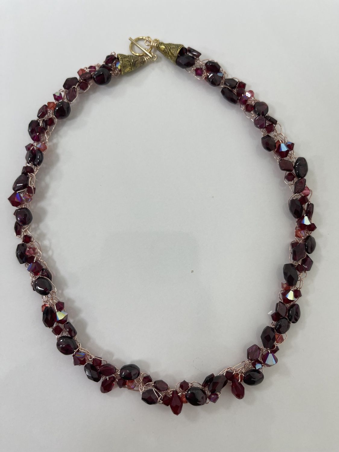 Garnet crochet necklace