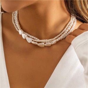 Vintage Baroque Style Popular Three Layers Pearl Necklace