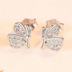 Mini Butterfly Ear Studs, 925 Sterling Silver Jewelry Earrings