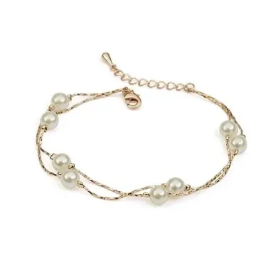 Pearls Fashion 18K Rose Gold String Bracelet
