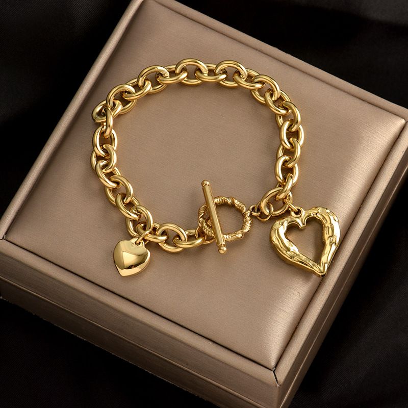 Titanium Steel, Light Luxury Angel Wings Love Buckle Bracelet
