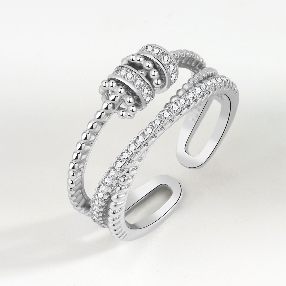 New Zircon Transfer Open Ring, Multi-layer Cross Ring