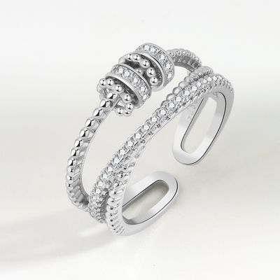 New Zircon Transfer Open Ring, Multi-layer Cross Ring