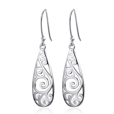 Creative Style Silver Stud Carved Earrings