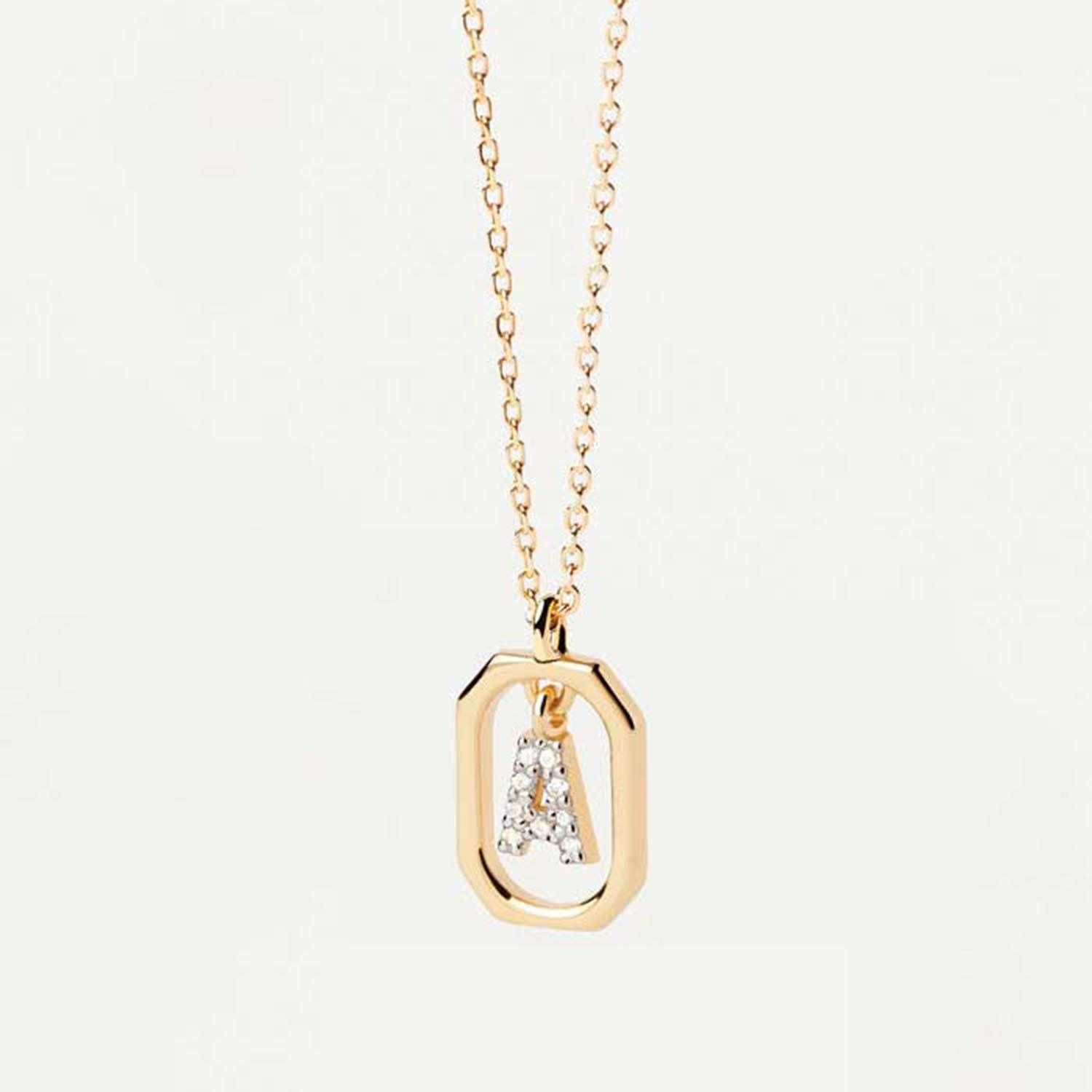 S925 Sterling Silver Split Electroplated Small Letter Hanging Necklace