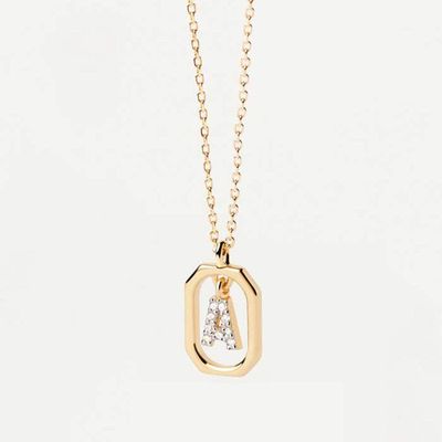 S925 Sterling Silver Split Electroplated Small Letter Hanging Necklace