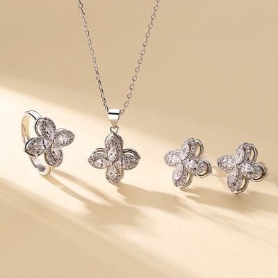 Same Style Micro-paved Zircon Flower Inspired Jewelry Set