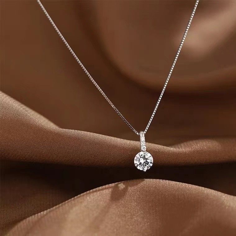 S925 Sterling Silver Zircon Clavicle Chain Minimalist Style Exquisite